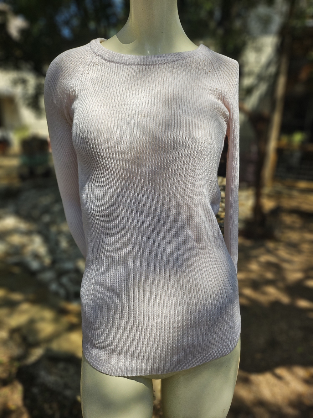 lululemon athletica Pale Pink Rayon Tencel Ribbed Crewneck Long Sleeve Sweater 6